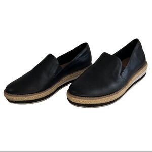 A New Day Black Top Slide On Espadrilles with White and Black Bottom Size 7.5